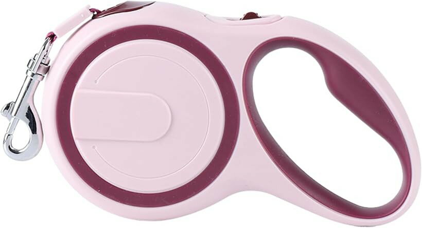 Name, Id Tag - 犬用リード 伸縮リード 巻き取り式 ドッグリード 自動巻き 噛み切れ防止 お出かけ 散歩 滑り止め (ピンク, 5M)