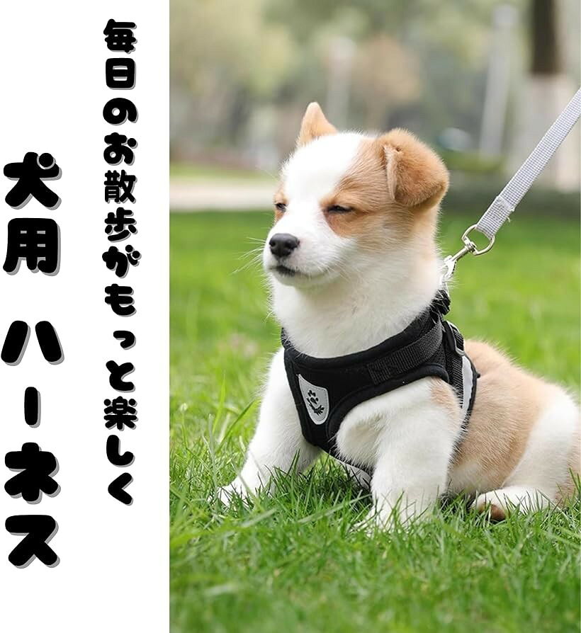 犬 ハーネス メッシュ 犬用ハーネス ペットハーネス 軽量 散歩 お出かけ リード付...