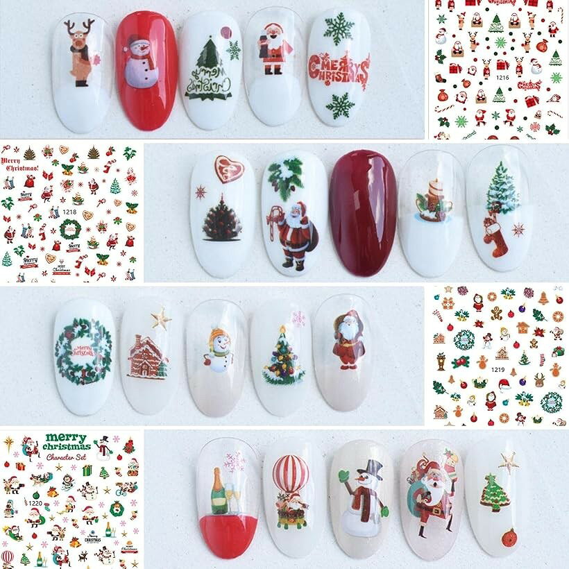 ネイルシール クリスマス サンタ 雪の結晶 スノーフレーク 可愛い 1216 1218 1219 1220 (1216 1218 1219 1220)