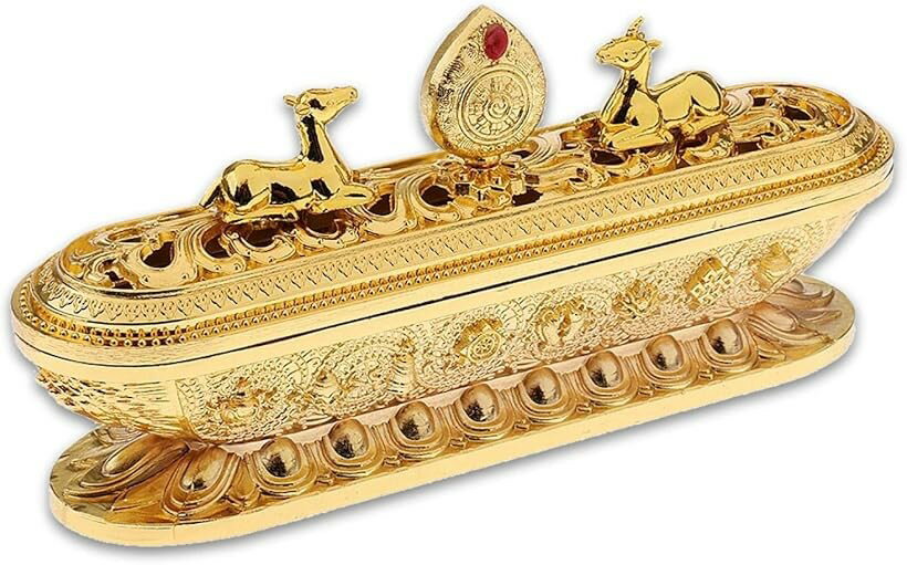 Rakuten - 香炉 線香立て 横置き アンティーク お線香 合金製 お香 おしゃれ リラックス アロマ 大 (大, 大)