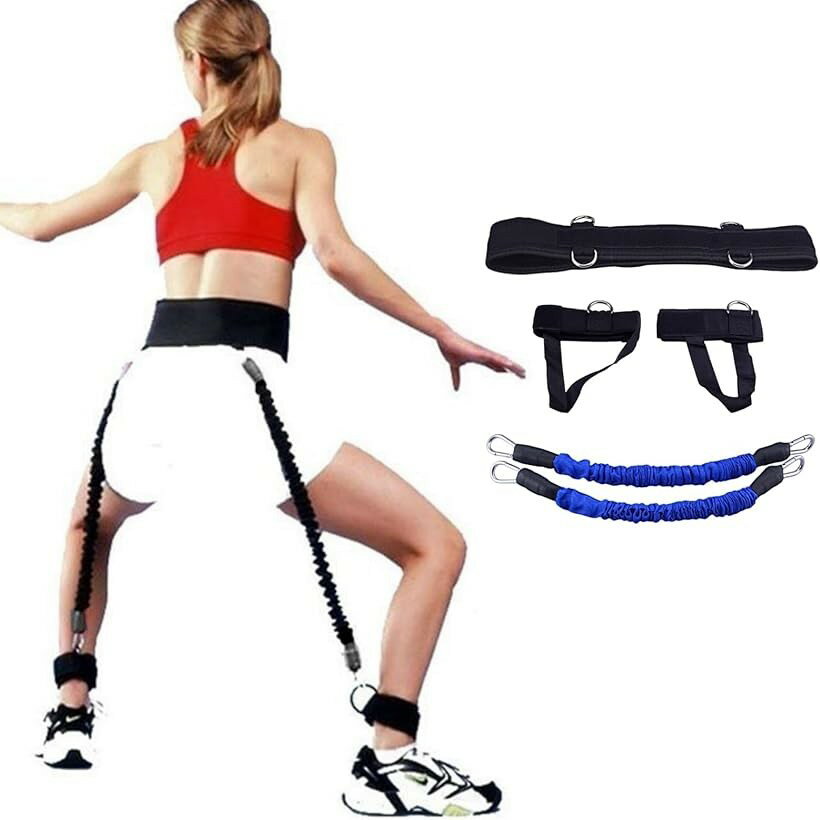 ジャンプトレーナー トレーニングチューブ 脚力強化 下半身トレーニング器具 バレー バスケ (ブルー, 30lb)