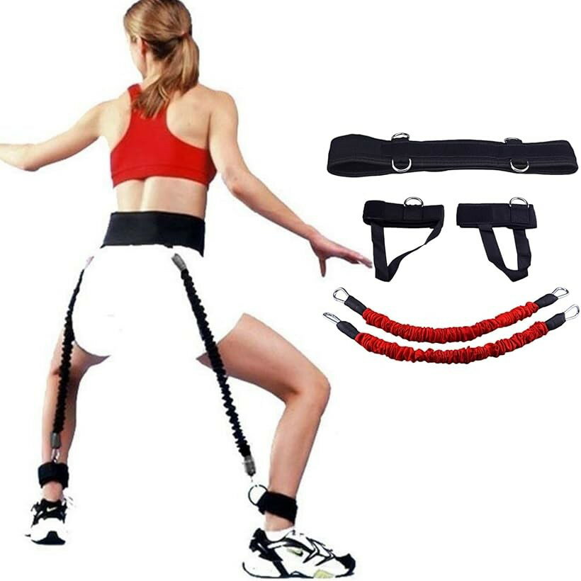 Sports Equipments - ジャンプトレーナー トレーニングチューブ 脚力強化 下半身トレーニング器具 バレー バスケ (レッド, 25lb)