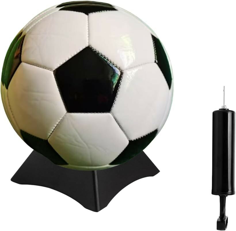 #1 Ball - サッカーボール サイン用 台座付き 寄せ書き 記念 贈り物 (白黒, 5号)