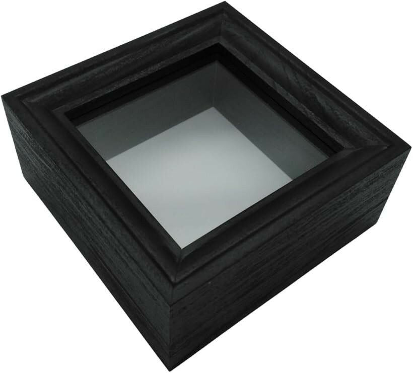 標本箱 シーラケース 昆虫 小型 木製 MDF (ブラック, 13x13x5.8cm)