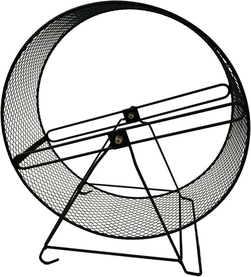ホイール 回し車 ハムスター 小動物 静音 金属製 (ブラック, 直径32cm)