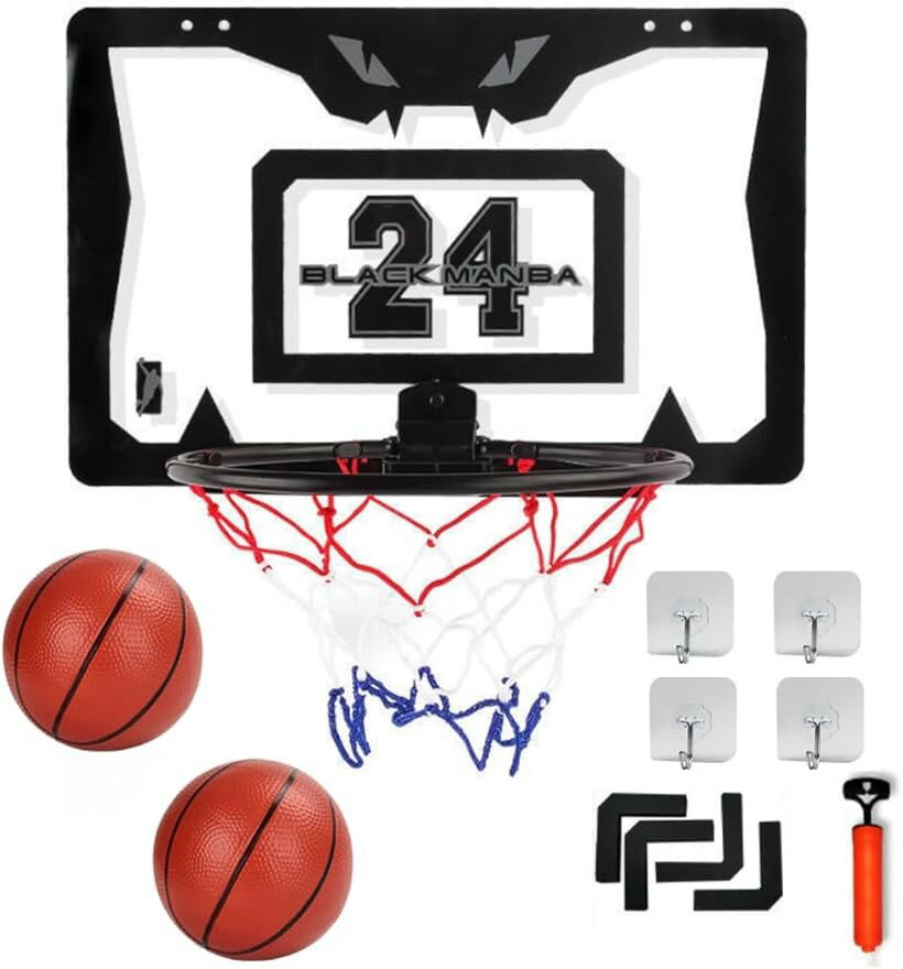 Basketball - バスケット 室内 ミニ バスケットゴール 練習 壁掛け 子供 ボール 2個セット ブラック (ブラック)