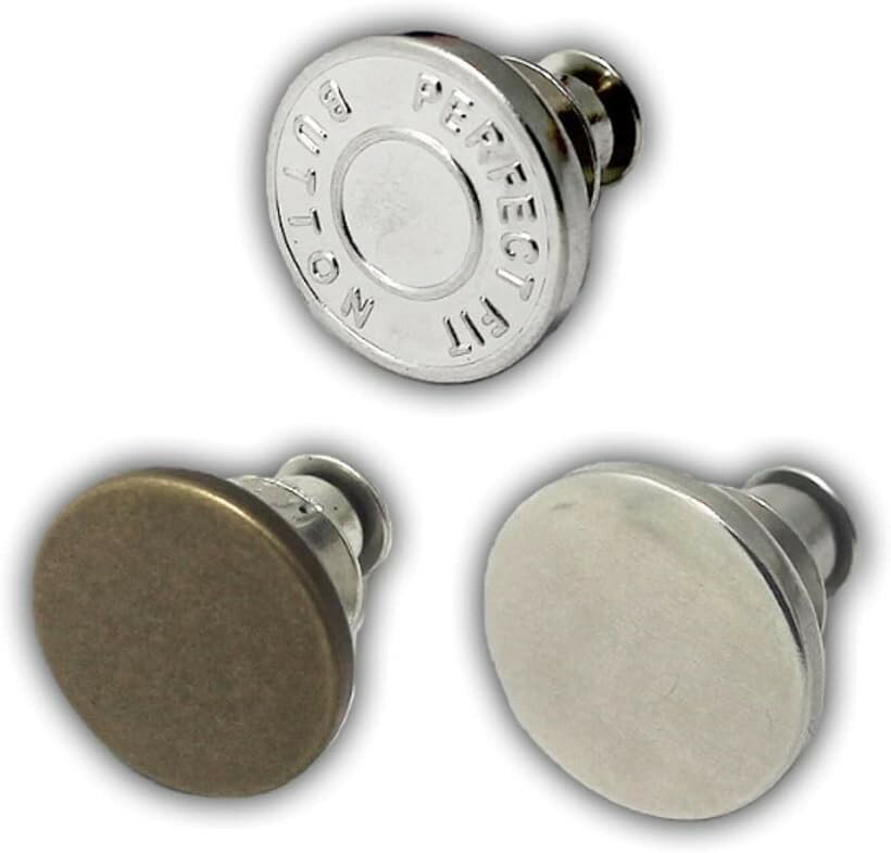 Button - ジーンズボタン デニム デニムボタン 金属ボタン 縫いなし 取り外し可能 工具不要 シャツ ウエスト 調整 お直し サイズ 調節 テント キャンプ DIY ボタンピン 文字有り銀x銅x銀 (文字有り銀x銅x銀 合わせて3個セット)