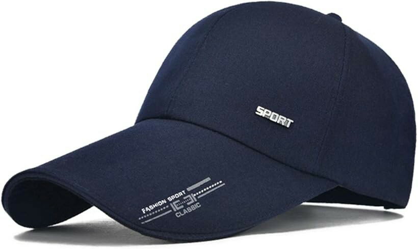 Rakuten - キャップ メンズ ロングバイザー-帽子 ネイビー (ネイビー, Free Size)