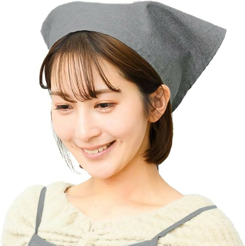 樂天商城 - 三角巾 シンプル ひも式 無地 大人用 男女兼用 カフェ 業務用 料理教室 調理実習 清掃 (グレー, 本体：横 55cmx縦 38cm　ひも：巾1)