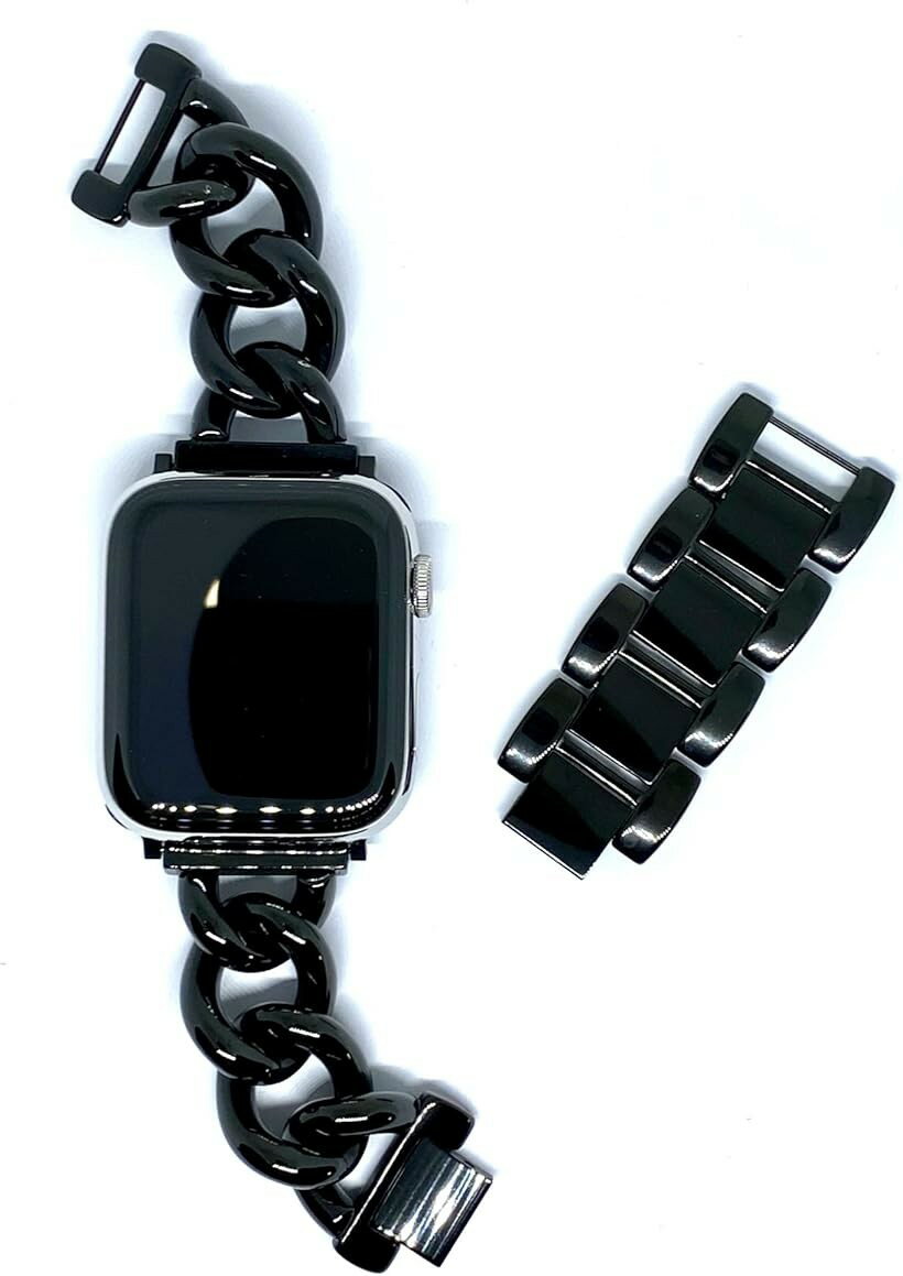 Rakuten - 互換品 互換品/代替品 チェーンバンドおしゃれ 時計 ステンレス シルバー レディース メンズ ギフト プレゼント applewatch アップルウォッチ 40mm 41mm 42mm ブラック (ブラック, 40mm 41mm 42mm)