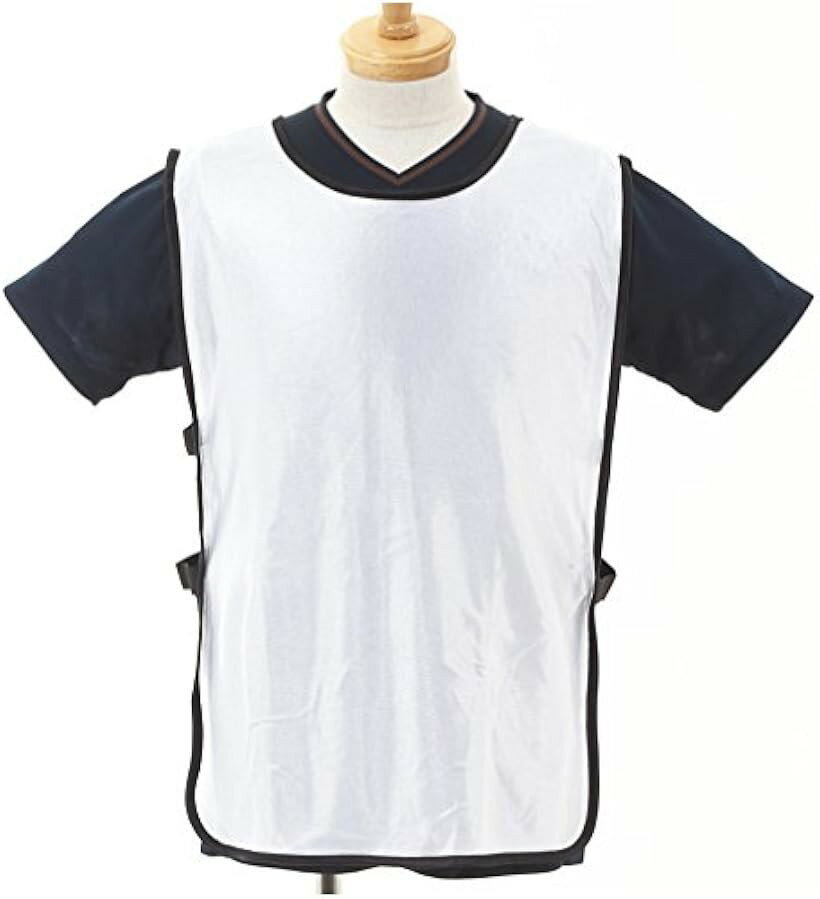 軽量 速乾 サイドレスタイプで脱ぎ着がらくらく 無地 カラー ビブス 白5 (白5枚セット)