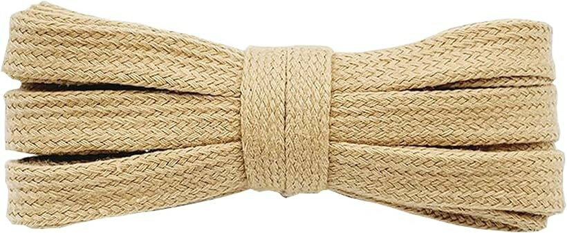 Flat 36 inches - 47 inches - シューレース SHOELACES 純綿靴紐 長さ8MM幅 平紐 無地 靴ひも おしゃれ スニーカー (アプリコット イエロー, 140)