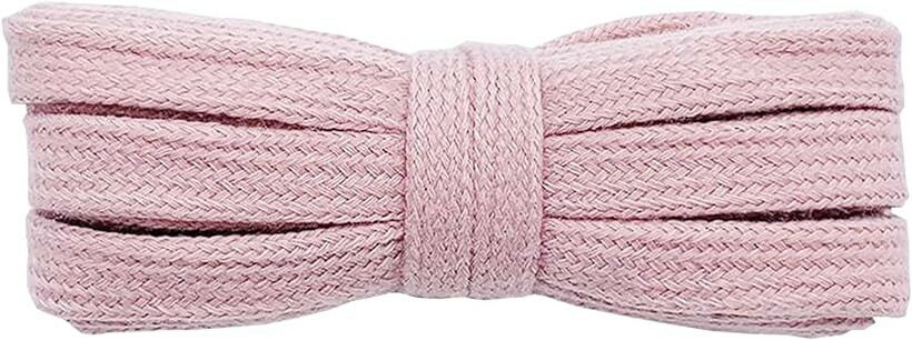 Flat 36 inches - 47 inches - シューレース SHOELACES 純綿靴紐 長さ8MM幅 平紐 無地 靴ひも おしゃれ スニーカー (ピンク, 100)
