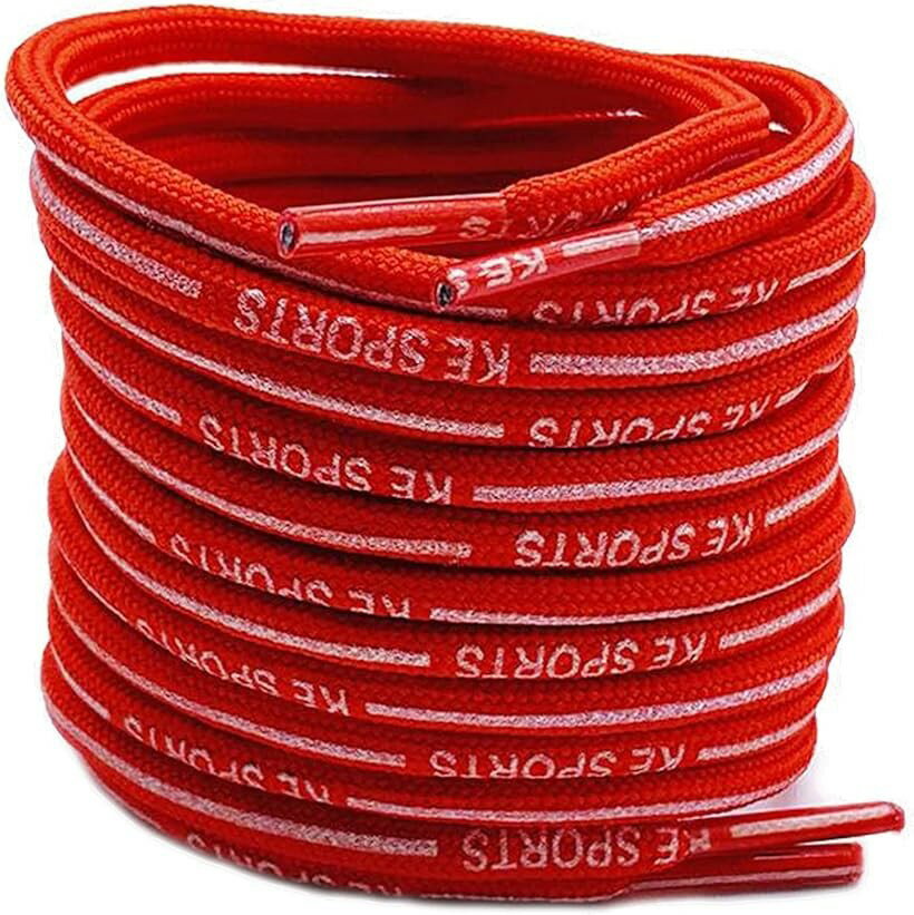 シューレース SHOELACES靴紐 丸い紐 靴ひも おしゃれ スニーカー 100cm アルファベットレッド (アルファベットレッド, 100)
