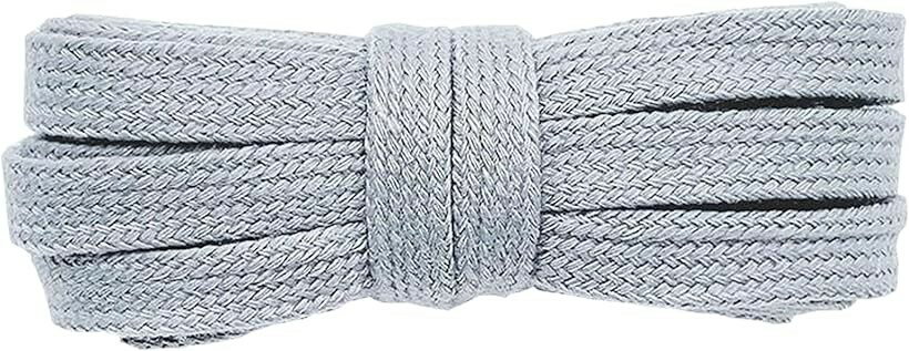 Round 47 inches - 59 inches - シューレース SHOELACES 純綿靴紐 長さ8MM幅 平紐 無地 靴ひも おしゃれ スニーカー (グレー, 140)