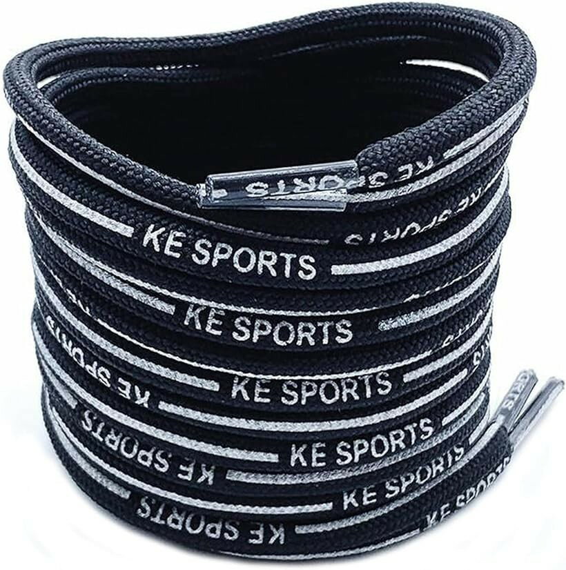 シューレース SHOELACES靴紐 丸い紐 靴ひも おしゃれ スニーカー 140cm アルファベットブラック (アルファベットブラック, 140)