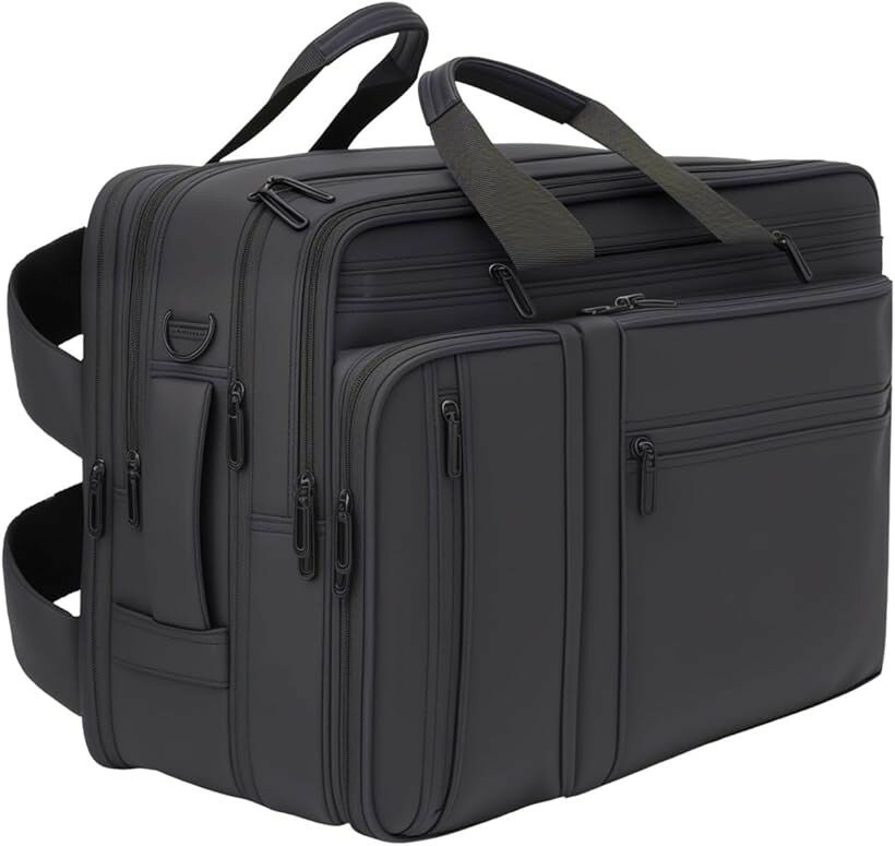 Attache Case - 3WAY ビジネスバッグ メンズ ショルダーバッグ リュック 出張 マチ拡張 大容量 父の日 (ブラック（小分け設計）, 43センチメートルx31センチメートルx31)
