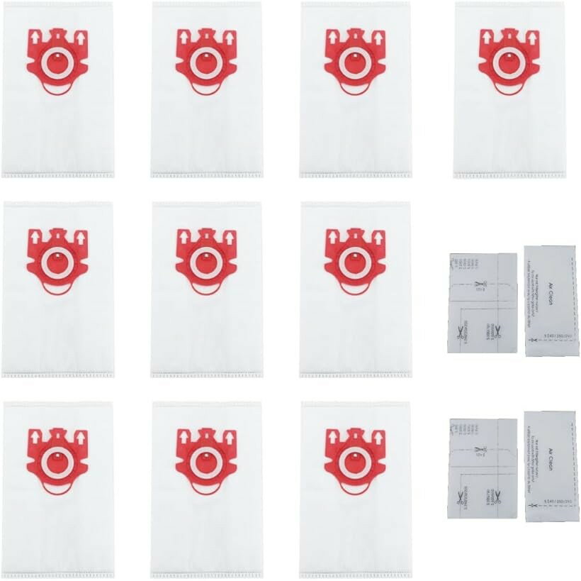 Rakuten - 互換品ミーレ対応 掃除機 ダストパック 10個 フィルター セット 紙パック Miele対応 3D ダストバッグ 交換 交換用 掃除機用 使い捨て (レッド)