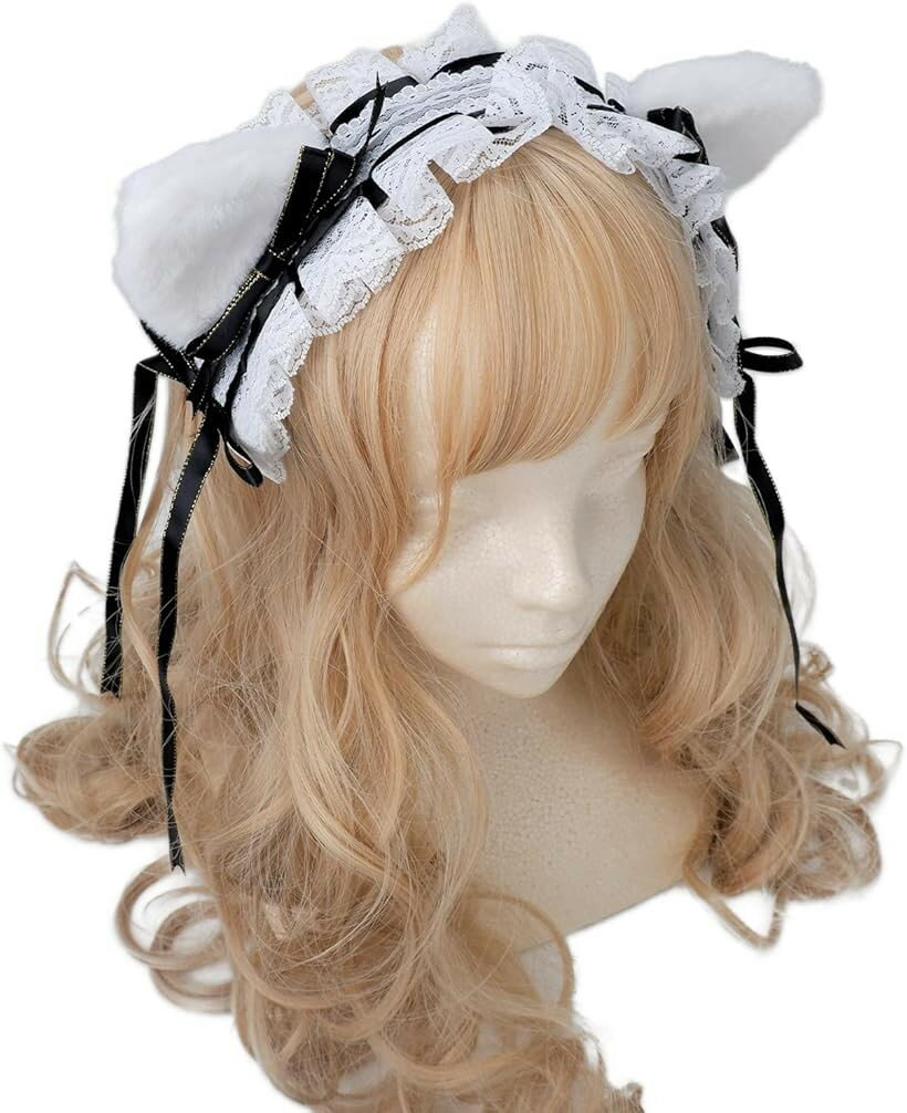 猫耳カチューシャ ヘッドドレス ヘアバレッタ 可愛い 髪飾り コスプレ (黒)