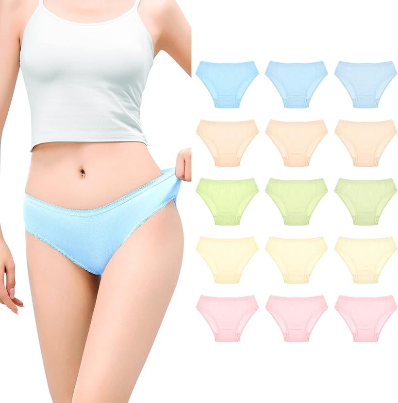 Other - 15枚 使い捨てショーツ パンツ レディース 下着 個包装 女性用 防災 旅行 入院 出張 5色 L (5色15枚, L RegularR)