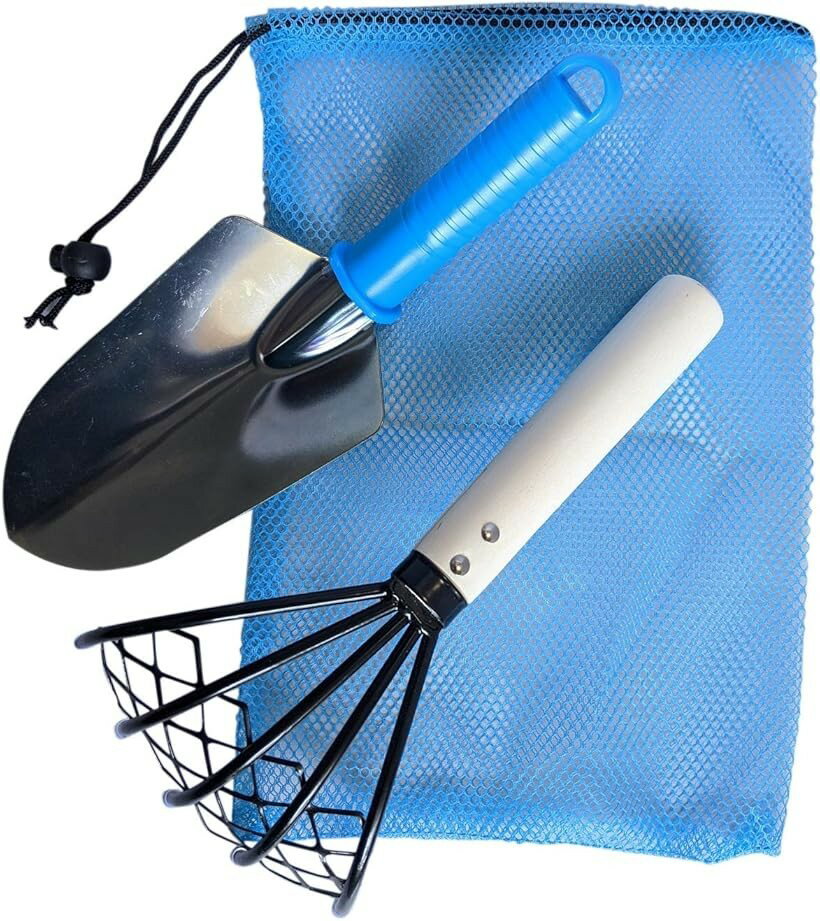 潮干狩り セット 貝掘り 親子 家族 子供 忍者くまで 熊手 スコップ あみ袋 3点セット (3点セ ...