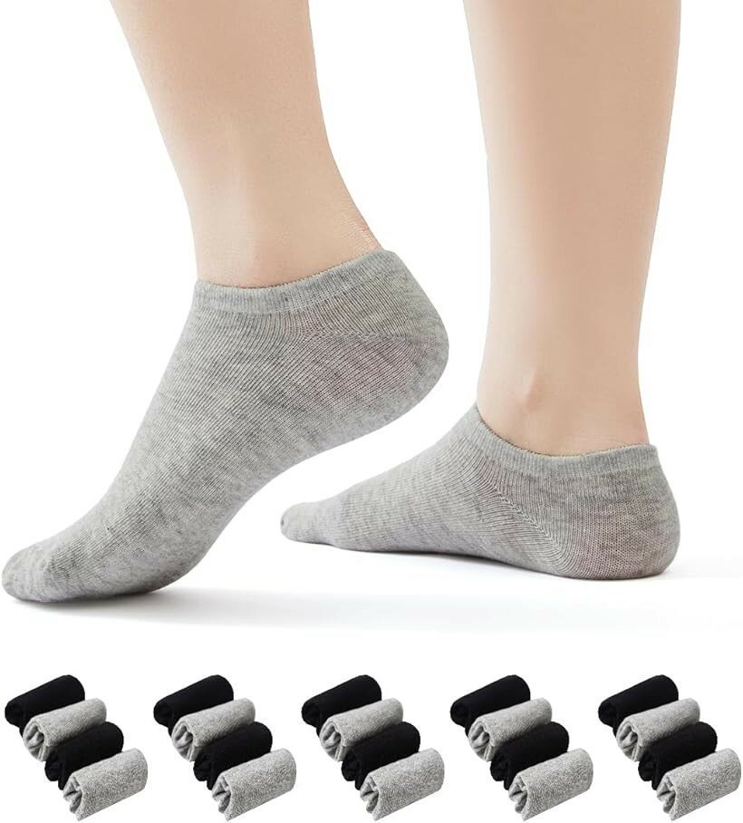 樂天商城 - 20組足 40枚 使い捨ての靴下 レディースソックス メンズ 旅行出張綿の靴下通気性 つうきせい運動ソックス 黒+灰 短 (短（20pairs）, サイズ：21-23)