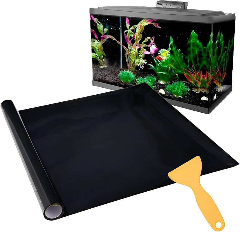 水槽 バッグスクリーン バックグラウンド 水槽用背景シート フィルム 黒 2m (ブラック, 30c ...