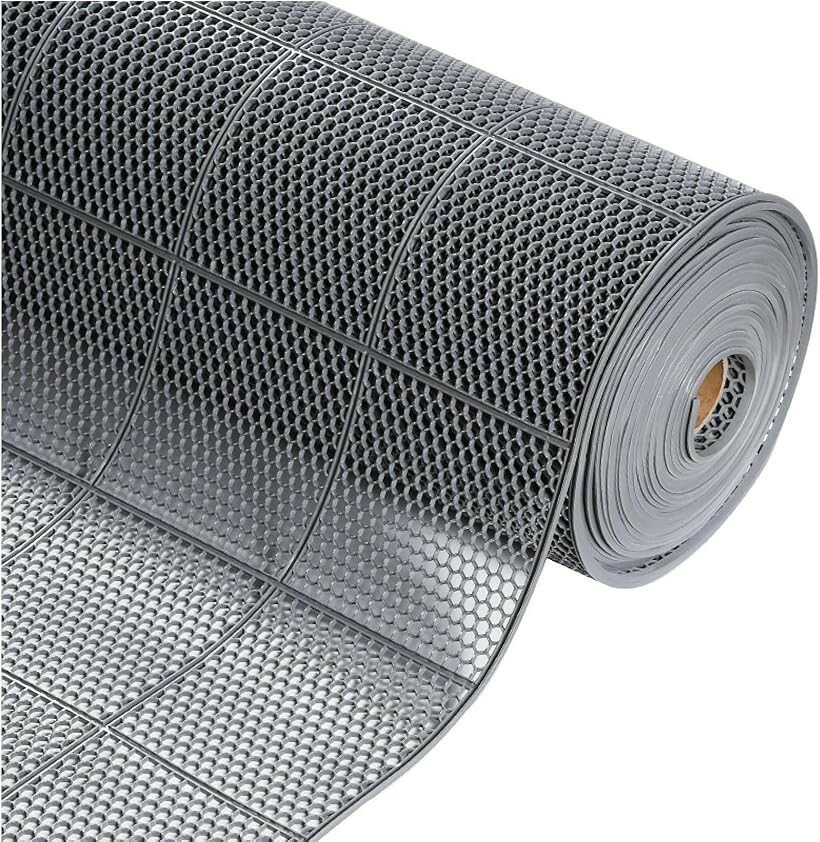 樂天商城 - 滑り止めマット 排水 屋外 業務用 PVC カット可 玄関 厨房 ノンスリップ (グレー, レギュラー)