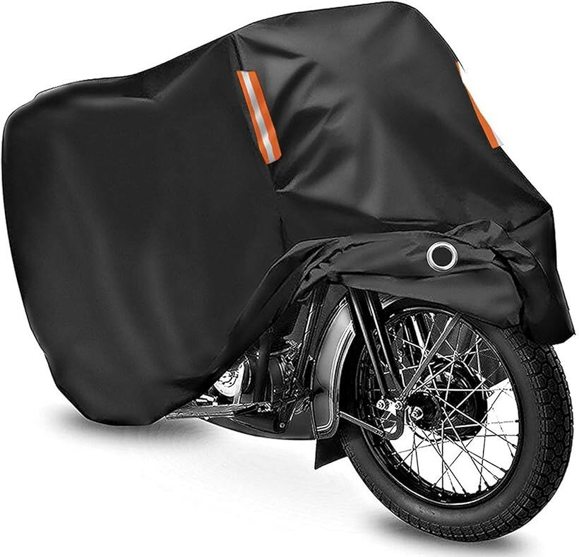 バイクカバー バイク車体カバー 原付 防水 耐熱 超撥水 丈夫 6L-265x105x125cm ブラック (ブラック, 6L-265x105x125cm)