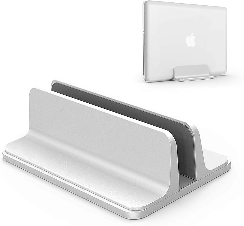 ノートパソコン スタンド 縦置き 収納 ホルダー幅調節可能 アルミ合金素材 Vertical Laptop Stand Designed for MacBook Pro Air Mini Clamshell Mode ＆ All (シルバー)