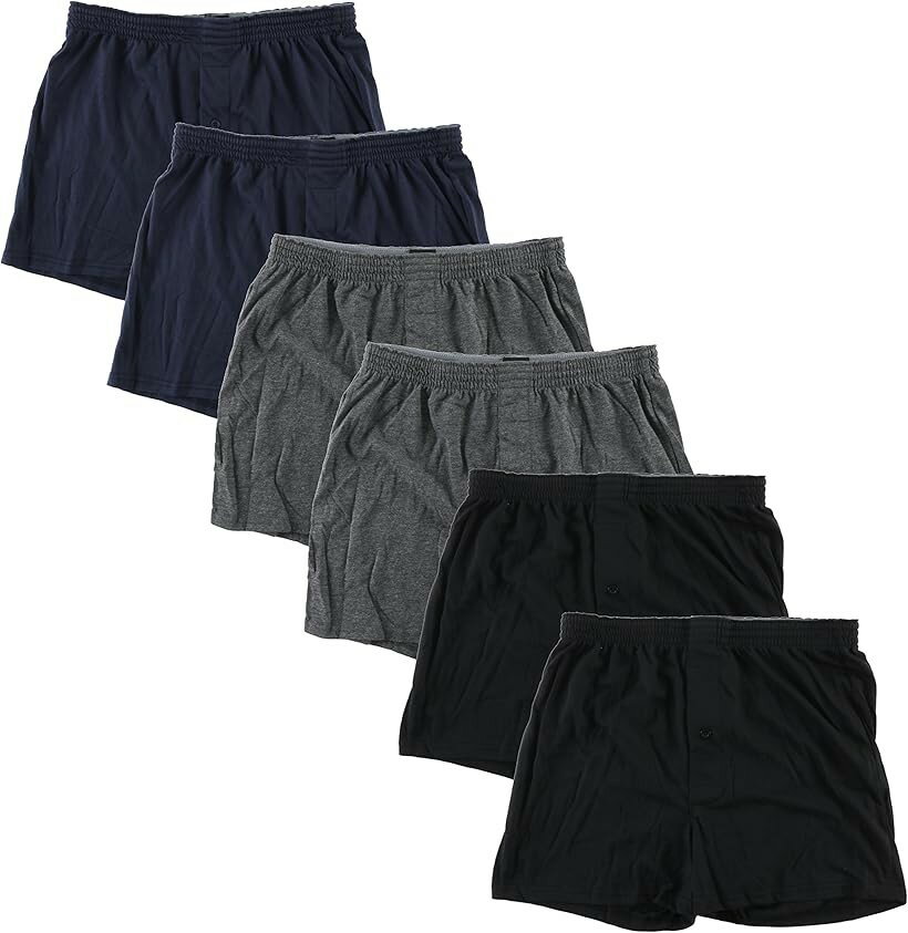 メンズ 無地 ニット トランクス 前開き セット パンツ 下着 6枚セット A 4L (6枚セット　A, 4L)