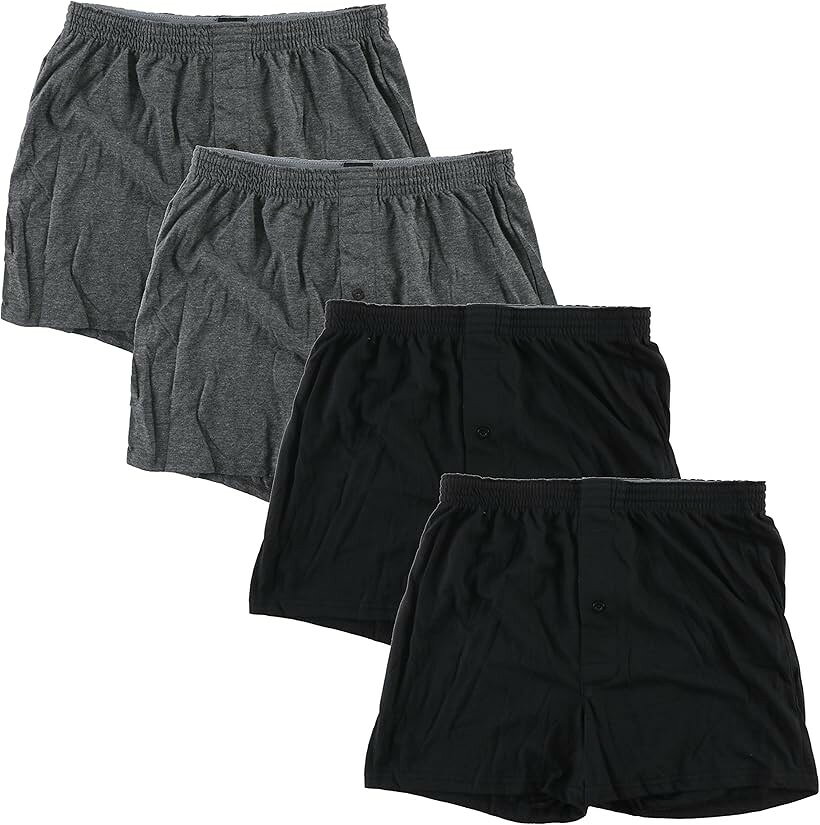 メンズ 無地 ニット トランクス 前開き セット パンツ 下着 4枚セット A 3L (4枚セット　A, 3L)