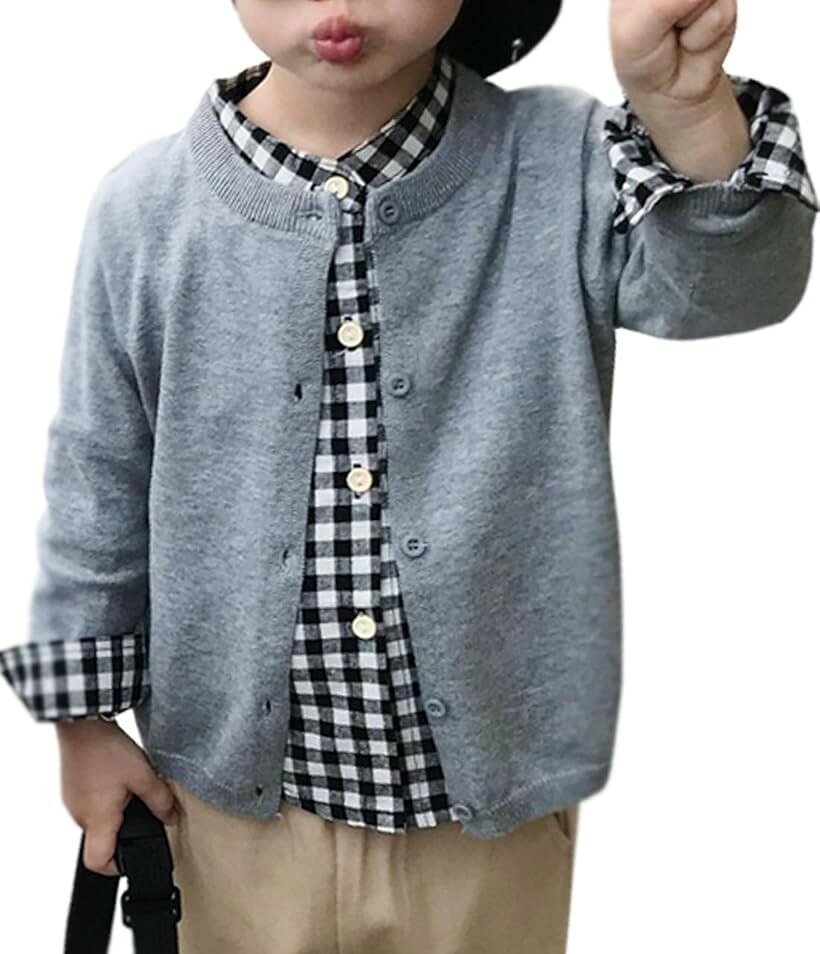 KCA ベビー キッズ カーディガン 長袖 シンプル ニット 無地 子供服 冬用 春 秋 ベ...