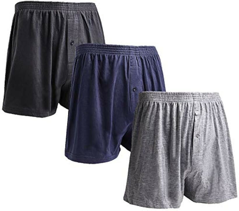 ニットトランクス メンズ 3枚セット 大きいサイズ 下着 吸水速乾 抗菌加工 前開き ボタンあり 無地 (3色, 4L)