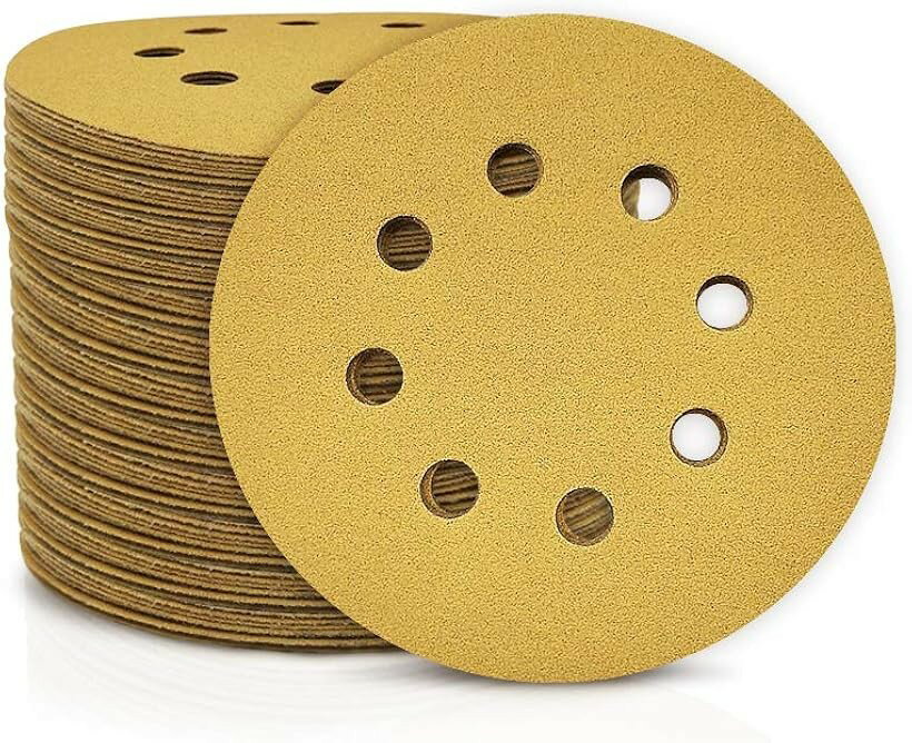 サンディングペーパー サンドペーパー 100枚 粒度 #120 穴あり マジック式 紙やすり φ125mm セット (黄, φ125mm)