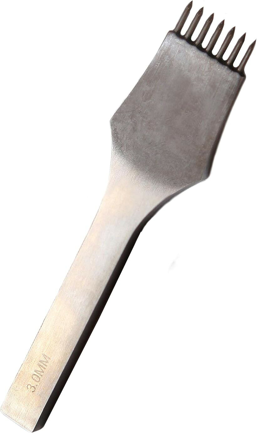 丸目打ち レザークラフト ツール 工具鋼 打ち具 内縫い a171 4mm 7歯 (4mm 7歯)