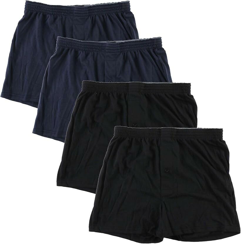 メンズ 無地 ニット トランクス 前開き セット パンツ 下着 4枚セット B 5L (4枚セット B, 5L)