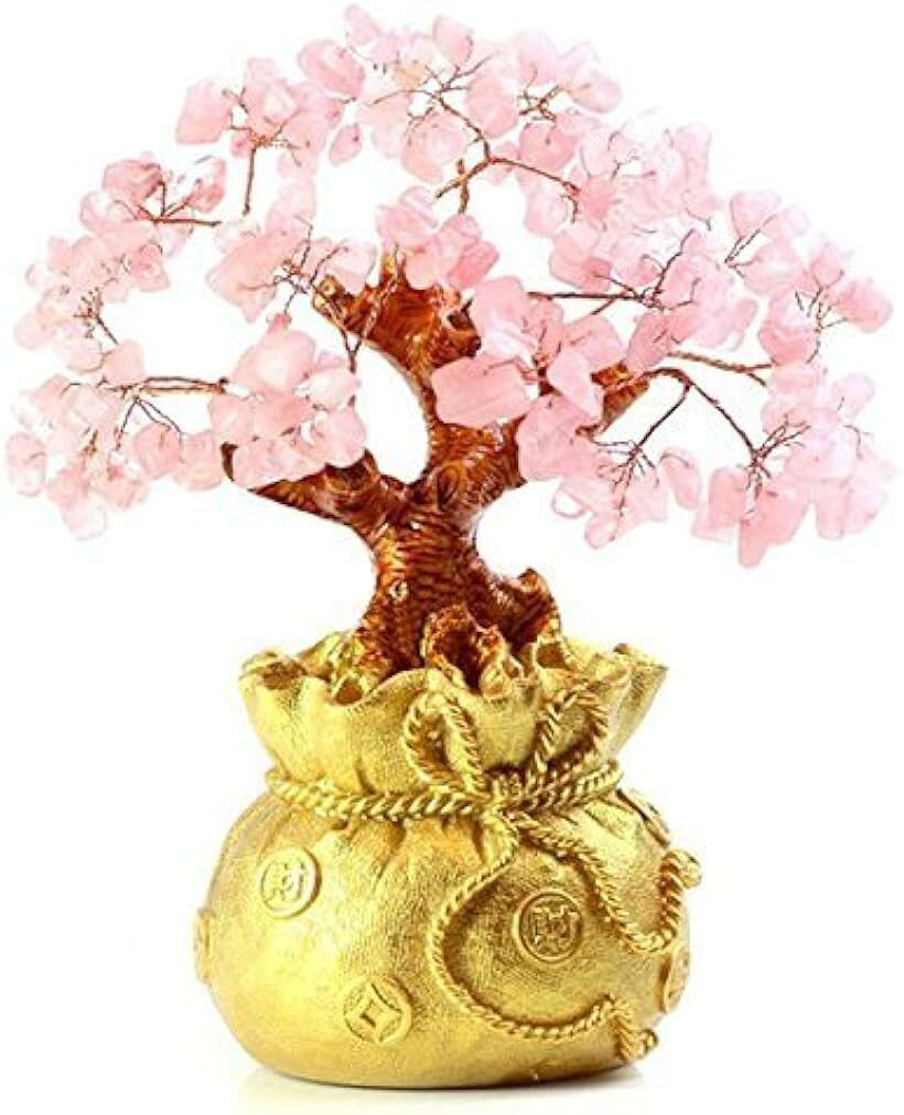 招財樹 金のなる木 水晶 パワーストーン 商売繁盛 風水グッズ 財運 金運 運気アップ (桜色) [2]
