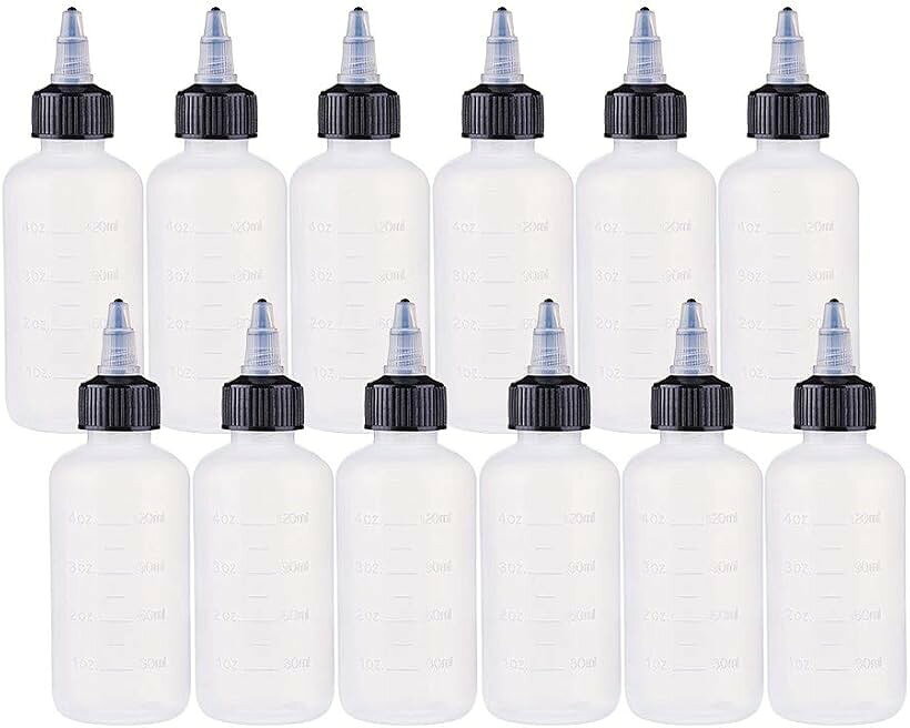 12個セット 120ml ドロッパーボトル 絞りボトル 目盛りつき ツイストキャップ グルーボトル 工芸品 アート 滴瓶 液体容器