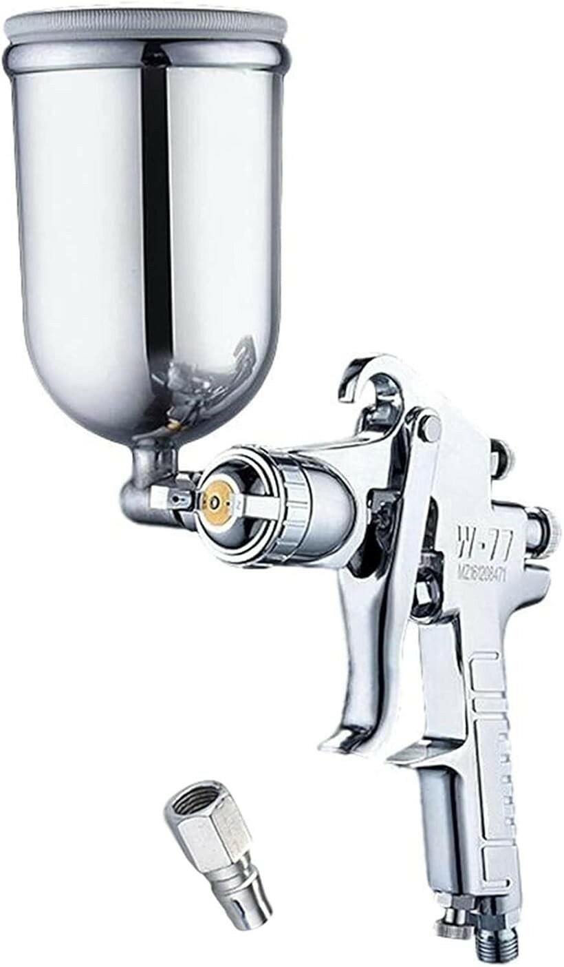 W-77 エアー スプレー ガン 重力式 上壺 タンク 容量 400ml 口径3.0mm (シルバー・...