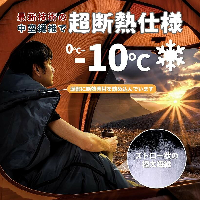 寝袋 シュラフ キャンプ アウトドア 簡易防水 オールシーズン カーキ 軽量タイプ (カーキ（軽量タイプ）) mlinestore-10144899 エムラインストア サンプル画像3