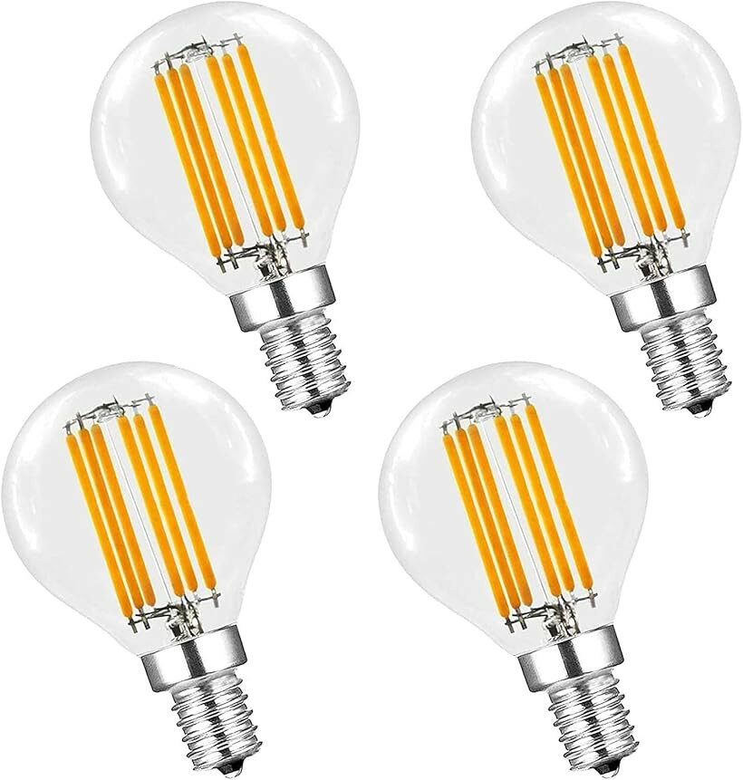 26 mm Cfl - KY LEE G45 6W 110V LED フィラメント電球 E14口金 2700K暖色ウォームホワイト 白熱電球60W形相当 全配光タイプ クラシック レトロ電球 4個入 (LIB-0017)