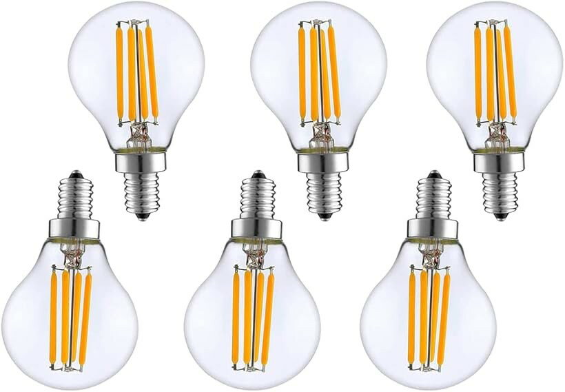 KY LEE フィラメント LED電球 E14口金 60W形相当 クリア電球6W シャンデリア電球 2700K レトロ エジソン 小型電球 電球色 G45電球 6個入 (LIB-0037)