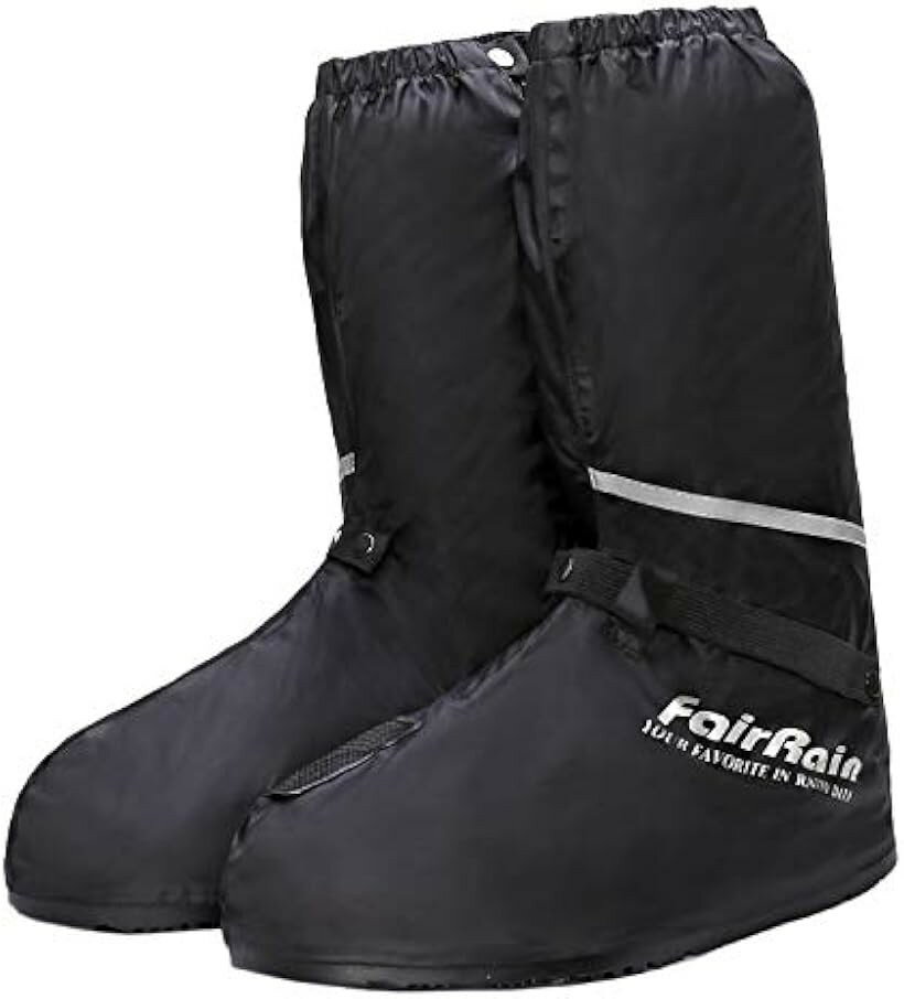 バイク ブーツカバー 靴カバー シューズカバー 防水 XXXL nkr1161 ライン入り (ブラック, XXXL 29.5-30cm)