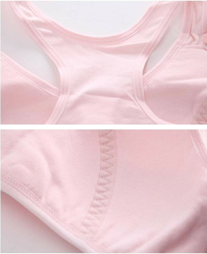 XL 水玉 ノンワイヤー ブラジャー 上下セット スポブラ ピンク (ピンク, XL)