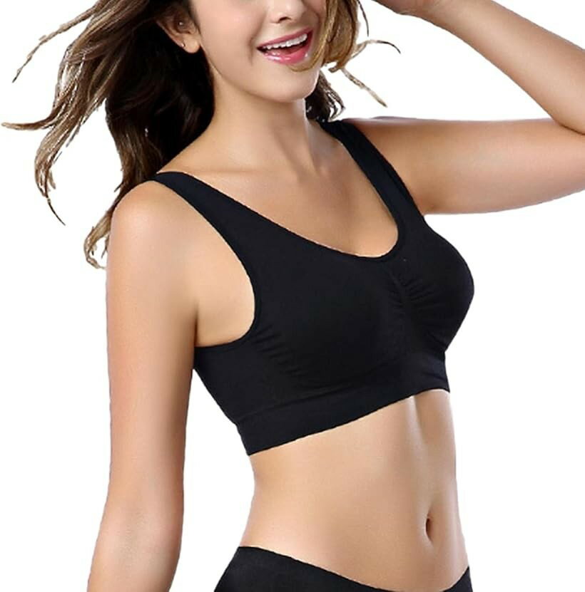カナエルン3枚組 スポーツブラ ナイトブラ ノンワイヤー ブラジャー 育乳 インナー マタニティブラ 育乳ブラ 24時間 通気性 産後 見えない 肌優しい ヨガ 下着 揺れない (ブラック, XXXL(95C，95D，100A，100B)