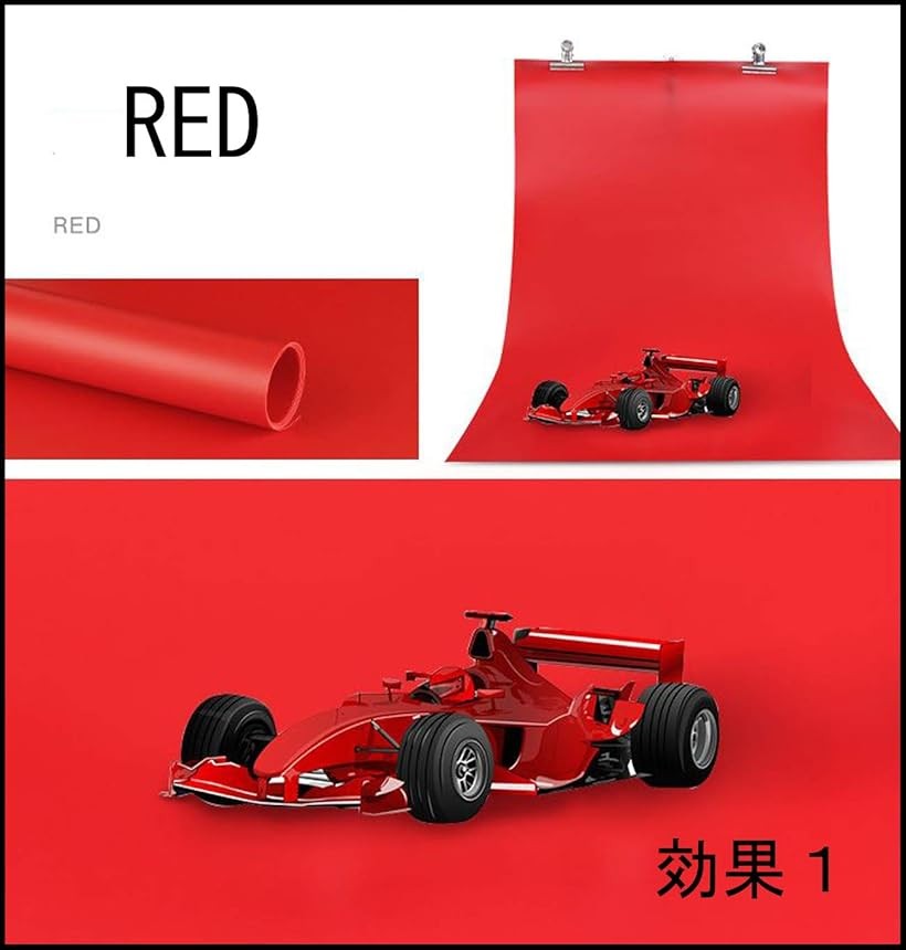 PVC 背景布 背景紙 商品撮影 小物 写真 つや消し (レッド, ワンサイズ)