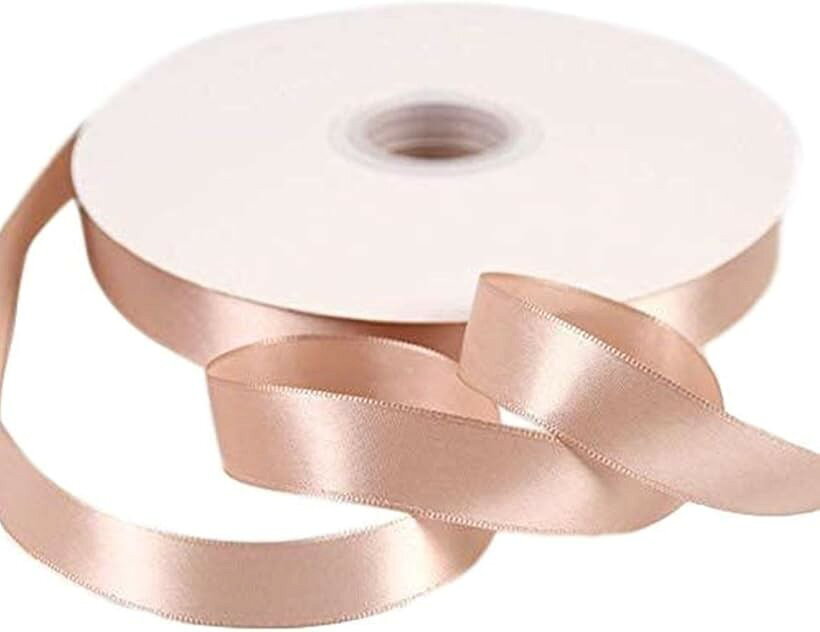 ラッピング 用 高級感 片面 光沢 幅25mm 90m巻 ライトベージュ サテン リボン 手芸 アクセサリ 服飾 DIY 雑貨 装飾 テープ