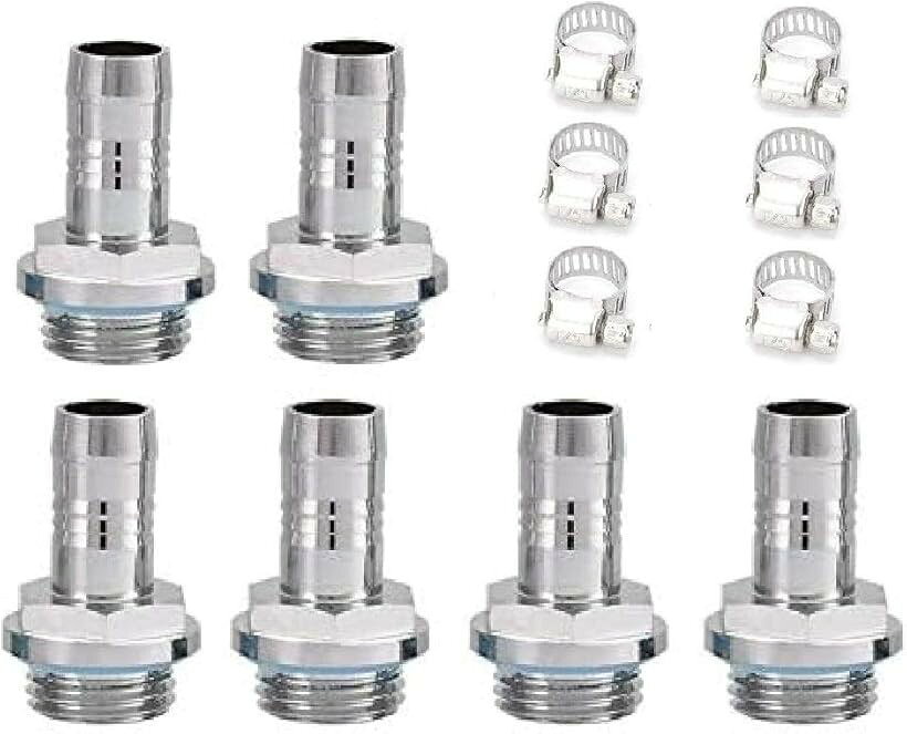 水冷ツータッチ継手 水冷フィッティング G1/4 チューブコネクタ ステンレスバンド付 6個 9mm (9mm)