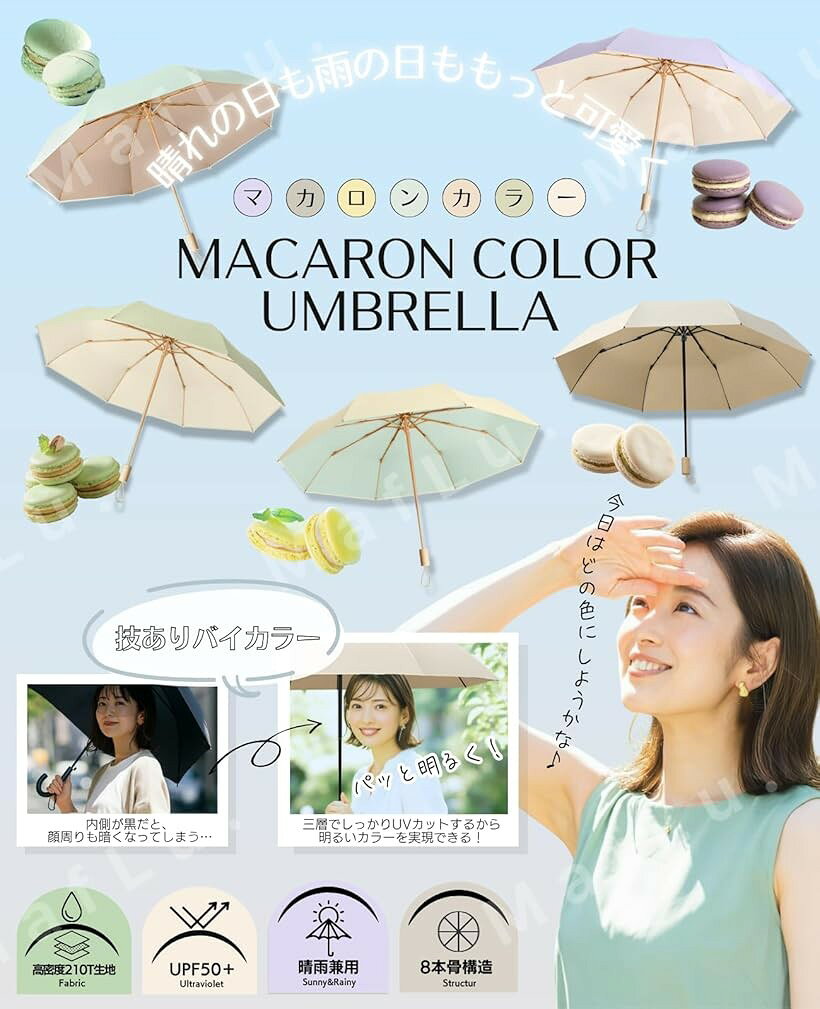 エムラインストアの日傘 折り畳み傘 晴雨兼用 UVカット レディース UPF50＋ 遮光 遮熱 耐風撥水 8本骨 大きいサイズ 355g/BK芯 (レモン(BK芯), 直径: 100センチメートル)｜アングル2